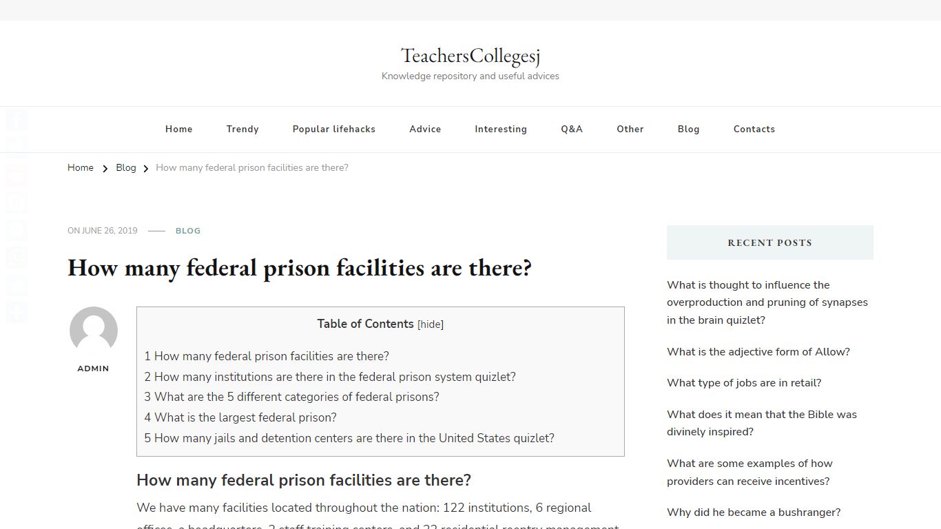 How many federal prison facilities are there? – TeachersCollegesj